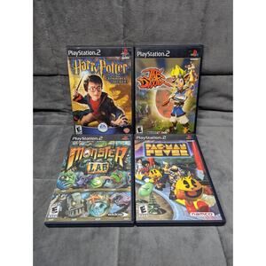 PS2 Game Lot of 4 Rated E Monster Lab Harry Potter Pac-Man TESTED Working